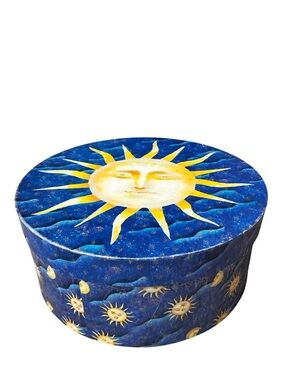 Vintage Elizabeth Lada Tri-Coastal Design Celestial Keepsake Hat Box Large